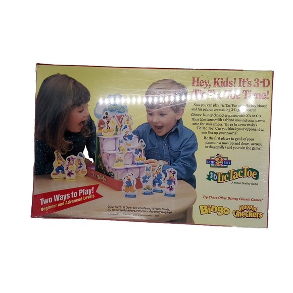 Mickey's 3-D Tic Tac Toe Game Walt Disney Mickey Mouse 1993 Sealed Dented Back - Picture 2 of 3